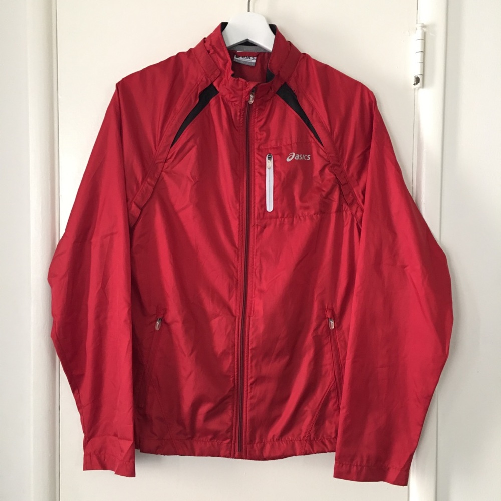 Vintage ASICS Red Windbreaker Jacket Size Small